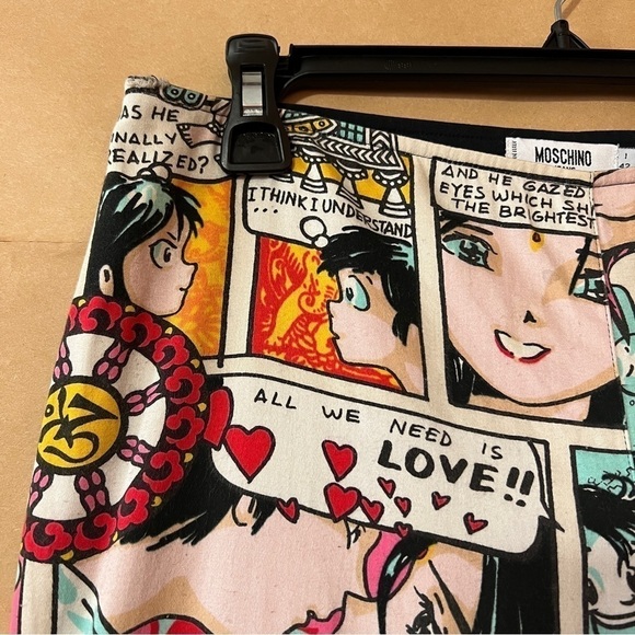 Moschino | Vintage 90s Comic Anime Manga Print Pants Trousers Size 8 - Picture 4 of 16
